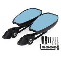 Artudatech BLACK 10MM/8MM CLASSIC UNIVERSAL MOTORCYCLE BLUE MIRRORS BIKE/MOTORBIKE PAIR