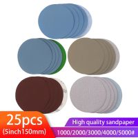 ♤✥ஐ 25PCS 5 Inch Dry Wet Sandpaper Round Sanding Discs Grit 1000/2000/3000/4000/5000 Hook Loop Polishing Sand Sheets