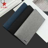 SZWL Men Casual Canvas Business Wallet With Card Slots Cloth Pattern Ultra Strong Stitching Extra Capacity Long Wallet 1126 Perfect Gift