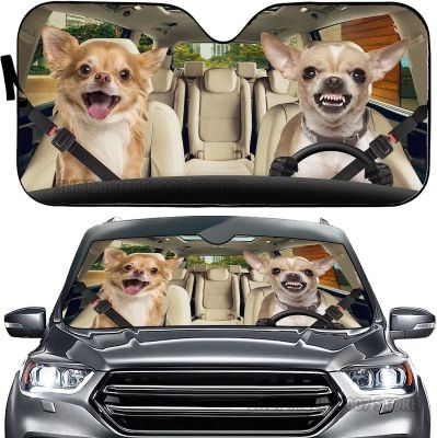 Chihuahua Auto Sun Shade Car Windshield Window Cover Cute Chihuahua Dog Family Sun Visor Protector Sunshade Animal Car Decor