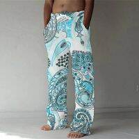 Spring/Summer 2023 Fashion Cashew Flower 3D Digital Printing Mens Bamboo Cotton Pants Casual Quick Dry Dance Yoga Pants 5XL