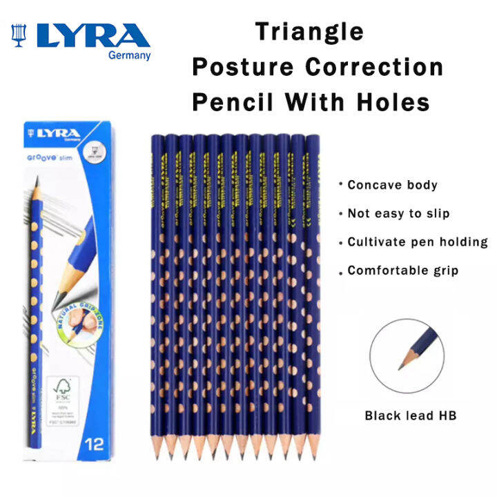 lyra-groove-slim-graphite-triangle-posture-correction-pencils-12pcs-kids-holding-pen-gesture-learning-writing-pencils-stationery