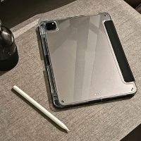 ตั้งได้แบบสามพับ Casing Tablet หนัง PU สำหรับแผ่น Xiaomi 6แผ่น6 Pro 5แผ่น5Pro 11นิ้ว2023พลาสติก PC แบบแข็งปลอกพร้อมที่ใส่ดินสอ