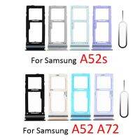 ถาดซิมเอสดีการ์ดโทรศัพท์สำหรับ Samsung Galaxy A52 A52s A72 5G A02 A12อแดปเตอร์สำหรับซิมใหม่ดั้งเดิมที่ใส่ชิปช่องลิ้นชักอะไหล่ + เครื่องมือ