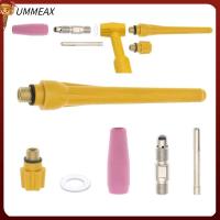 UMMEAX 5ชิ้นหัวฉีดป้องกันสีชมพูส่วนเครื่องมือหัวฉีดเซรามิก Argon Arc TIG ปากพอร์ซเลน QQ150A-1