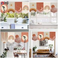 Japanese Curtain Creative Sun Pattern Curtains Simple Triangular Short Curtain Dapur Decor