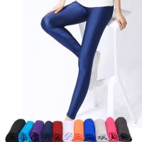 HOT HULXOIQQQEWV 573[] ผู้หญิงเงากางเกง Leggings ขายร้อน Leggings สี Candy เรืองแสง Spandex ความยืดหยุ่นกางเกงลำลอง Shinny Legging