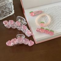 New Style Acrylic Peach Hair Claw Barrettes Chic Women Girls Large Crab Hair Clip Pink Crystal Hair Accessories Headwear