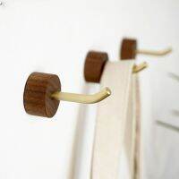 New Creative Brass Solid Wood Hook Bathroom Clothes Key Hook Towel Rack Strong Load-bearing Home Decoration Accessories Picture Hangers Hooks