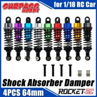 Aluminum 4PCS Shock Absorber Damper 64mm Oil Adjustable for 1/18 RC Car WLtoys A959-B A969 A979 K929 Hsp Traxxas Trx4 Buggy HPI Screw Nut Drivers