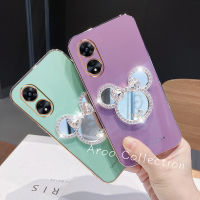 Phone Case เคส OPPO A58 4G สีลูกกวาดน่ารักขายึดกระจกการ์ตูนเคสโทรศัพท์ฝาครอบนิ่มป้องกันเลนส์ OPPOA58 4G 2023