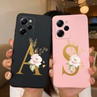 เคสโทรศัพท์สนุกสำหรับ Xiaomi X5Pro X5 Poco 5G ลายผีเสื้อดอกกุหลาบ26ตัวอักษรเคสโทรศัพท์หลังผิวด้านซิลิโคนนิ่มทนทานกันกระแทกสำหรับ Xiaomi PocoX5โปร PocoX5กระเป๋าโทรศัพท์โปร