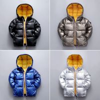 2-10 Years Winter Boys Down Jacket Glossy Fashion Keep Warm Princess Baby Coat Hooded Zipper Waterproof Outerwear Kids Clothes