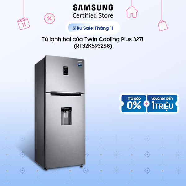 Tủ lạnh Samsung hai cửa Twin Cooling Plus 327 lít (RT32K5932S8) | 2 dàn lạnh độc lập Twin Cooling
