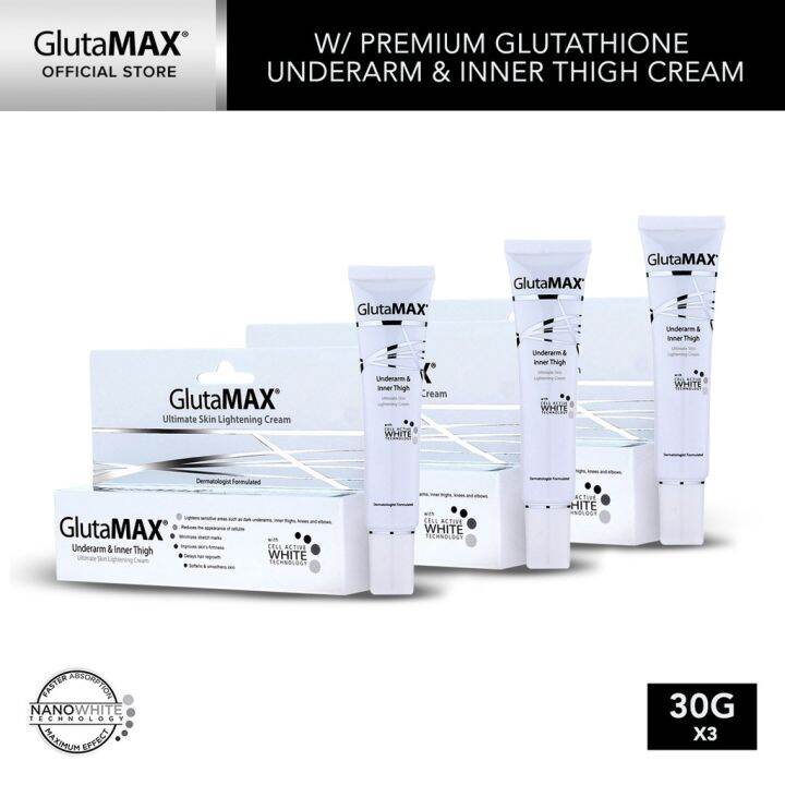 Glutamax Underarm Inner Thigh Ultimate Skin Lightening Cream 30g 3 Pieces Lazada Ph 0512