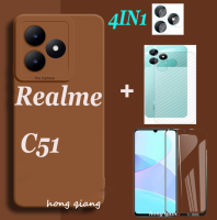 (4-In-1) เหมาะสำหรับ Realme C51เคสแบบนิ่มเคสมือถือกันกระแทกรูปตานางฟ้าสำหรับเด็ก Realme C55 Realme C53เคสโทรศัพท์ + ฟิล์มป้องกันฟิล์มนิรภัยโปร่งใส + ฟิล์มติดฟิล์มเลนส์ + ฟิล์มติดด้านหลัง