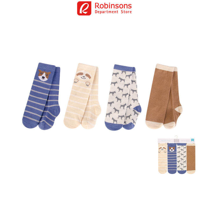 Hudson Baby 4pc Knee High Socks for Boy 612 months Dog (Blue, Brown) Lazada PH