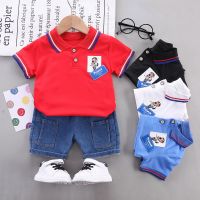 IENENS 2023 New Boy Clothing Sets Summer Baby Boy Cartoon Clothes Suit Short Sleeves Shirts+Shorts Outfits Set for Kids 0-4Years