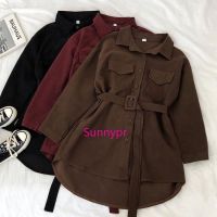 แจ็กเก็ตความยาวปานกลางคอโปโลทรงหลวมสำหรับผู้หญิงเสื้อแขนยาว Corduroy ฤดูใบไม้ผลิฤดูใบไม้ร่วง