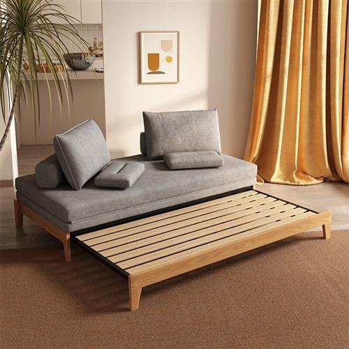 Small-sized solid wood sofa bed dual-purpose folding telescopic 1.8m ...