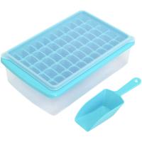 hot【cw】 Silicone Making Mold 55 Divided Compartments Ice-Cube Tray with Basket Lid Shovel Bar Accessories