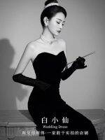 Studio photography wedding dress black mermaid female 2023 new Hepburn theme elegant retro temperament