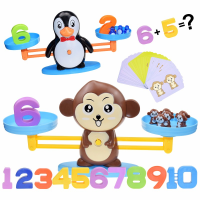 Montessori Math Toy Digital Monkey Balance Scale Educational Math Penguin Balancing Scale Number Board Game Kids Learning Toys