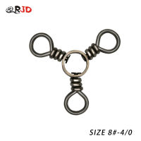 ORJD 50pcs ตกปลาหมุน 3 Way Swivel Rolling Fishing Tackle Barrel Triple หมุน Fishhooks Lures Connector สแตนเลส-SLPPP STORE