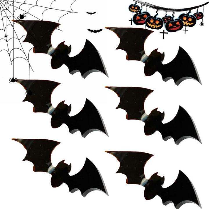 bat-cupcake-topper-6pcs-realistic-3d-black-bat-cupcake-picks-reusable-diy-cake-insert-topper-happy-halloween-props-for-halloween-theme-baby-shower-excitement