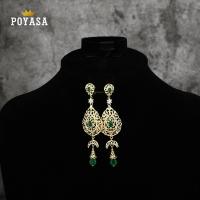 Moroccan Caftan wedding gold earring red and green stone fashion jewelry copper high quality earring