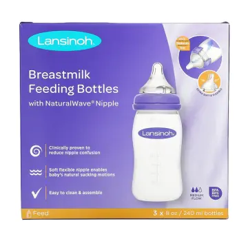 Lansinoh Baby MIlk Feeding Bottles Medium Large Teat Flow