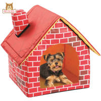 BP【ready stock】Red Brick Dog House Detachable Washable Dog Bed Single Room Chimney House Dog Kennel Cattery Tent Nest Dogs Cats HomeCOD【cod】