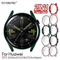 ☌ Tempered Glass PC Cover For Huawei Watch 3 Pro GT 2 GT3 42mm 43mm 46mm 48mm for Huawei GT3 Pro GT2E Screen Protector Pro Case