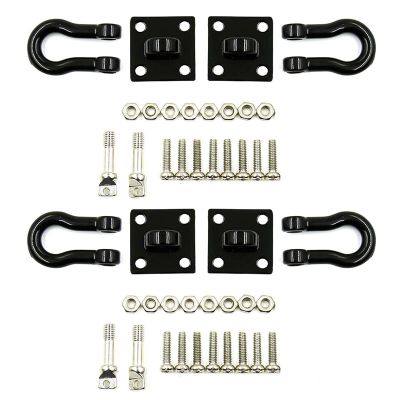 4Pcs Trailer Towing Buckle Tow Hooks Metal Climbing Trailer Shackles for 1/10 RC Car Truck Climbing Car (Black)