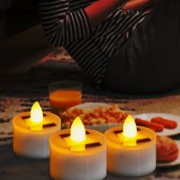 12Pcs Solar Candle Light Smokeless Simulation Electronic Candle Light Outdoor Solar Tea Wax Light For Christmas Halloween