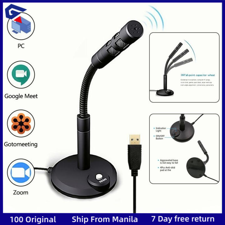 USB Desktop Microphone 360° Adjustable Mini Microphone for