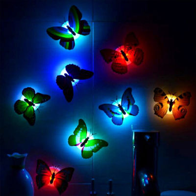 YOUCUN 10pcs butterfly self-adhesive LED wall lamp night light with random colors