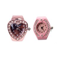 2 Pcs Finger Watch :1 Pcs Women Pink Alloy Quartz Pocket Finger Ring Watch Rhinestone Round Dial &amp; 1 Pcs 20 Mm Ring Watch Finger Watch Ring Rose Gold