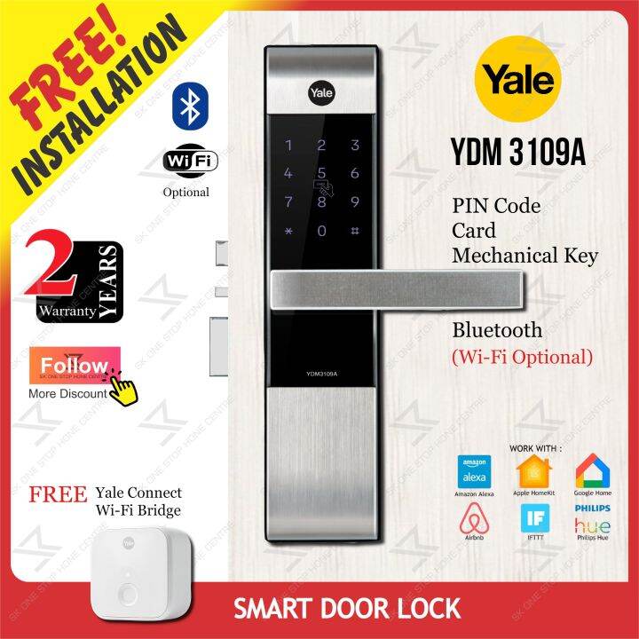 YALE YDM3109A Smart Door Lock (FREE Yale Connect Wi-Fi Bridge) YDM 3109 ...