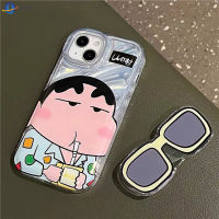 ฝาปิดซิลิโคนสำหรับ iPhone เคสโทรศัพท์มือถือ Shin-Chan กันกระแทกพร้อมแว่นกันแดดโทรศัพท์ที่จับสำหรับ iPhone 14/14 Pro/14 Pro Max Skin