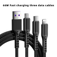 66W Super Fast Charging Data Cable Three in one USB Multi function Data Cable Compatible With Android And Apple