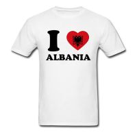 Unique T Shirt Couple Mens Cotton New White Tshirt I Love Albania Heart Flag T-Shirts Short Sleeve Round Collar Outfit  O6QW