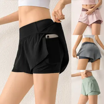 Women's Yoga Casual Shorts Fitness Exercise Athletic Jogging 2-in-1 Short  Pants