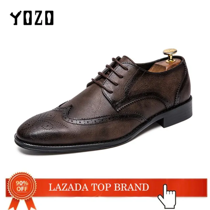 YOZO Shoes For Men Luxury Leather Men'S Shoes Business Dress Brogue Shoes Party Wedding Suit Formal Footwear Male Dress Shoes