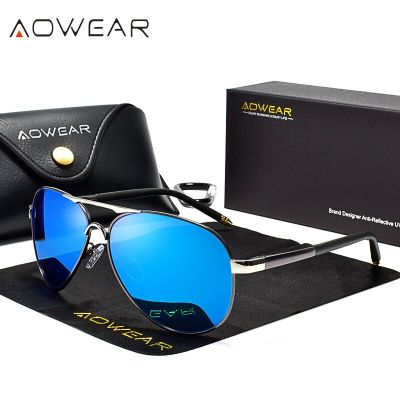 AOWEAR Brand Designer Polarized Sunglasses Men Aviation Coating Mirror Sun Glasses for Man Women oculos gafas lentes de sol Cycling Sunglasses