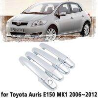 ฝาครอบป้องกันขอบฝาครอบมือจับประตูโครเมี่ยมสุดหรูสำหรับ E150 Toyota Auris MK1 2006 ~ 2012สติกเกอร์อุปกรณ์เสริมรถยนต์2007 2008 2009