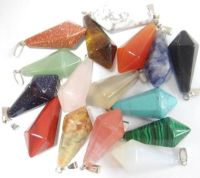 【CW】 24pcstone Quartztiger eye lapis aventurine pendulum Hexagonal pyramid pendant for diy Jewelry making necklace