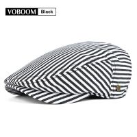 VOBOOM Summer Flat Cap Black Navy Blue Stripe Ivy Caps Men Women Cotton Gatsby Hat Newsboy 149