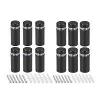 Uxcell 4/6/8pcs Glass Standoff Mount Wall Standoff Holder Advertising Nails 12mm 16mm 19mm 25mm Dia Black with Screws