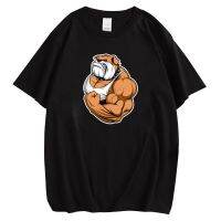 CLOOCL Cotton T-shirts Fashion Funny Super Muscular Bulldog Chest Print Tees Black Cotton Short Sleeve Hip Hop Tops Dropshipping XS-4XL-5XL-6XL